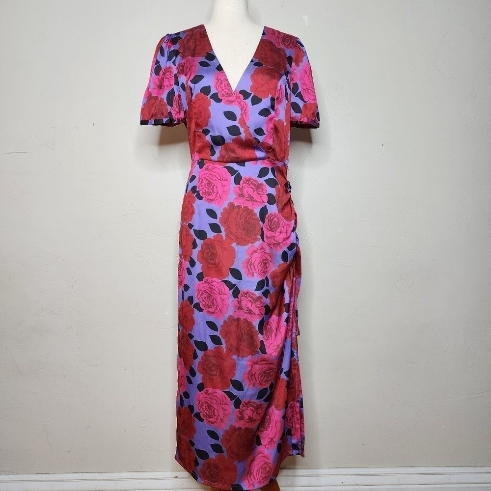 NWT PAIGE Manuela Floral Midi Faux Wrap Dress Size Small - Picture 3 of 15